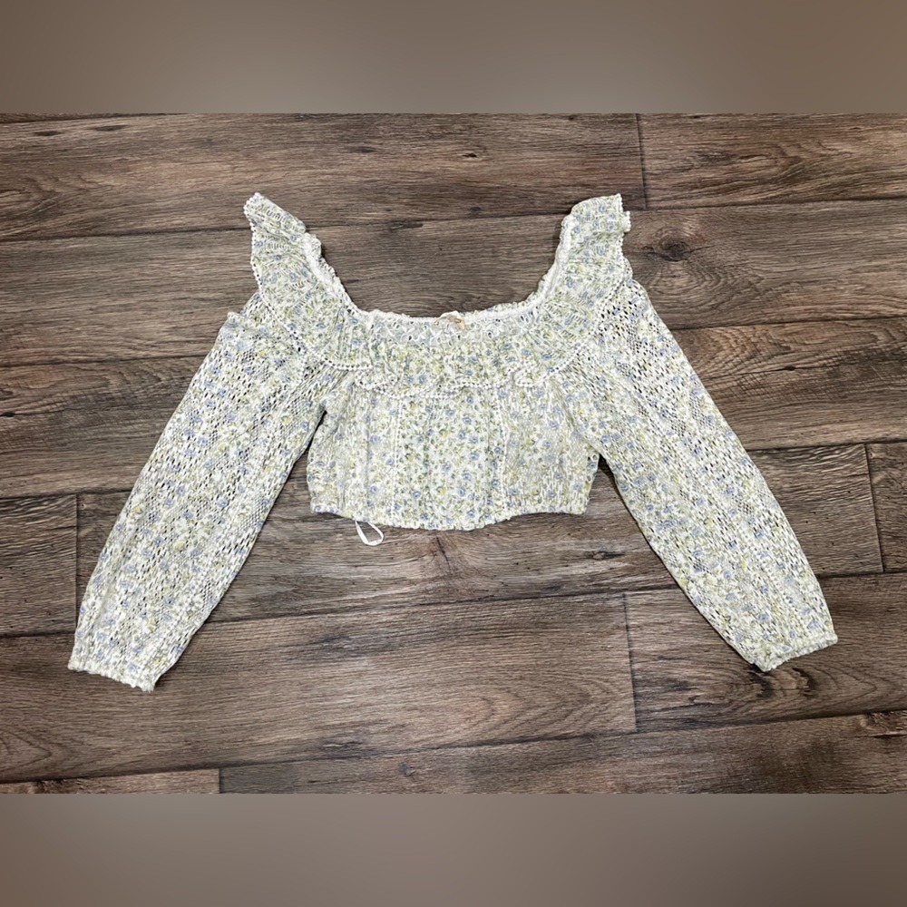 NWOT LoveShackFancy Dorabella Crop Top in White Garden Stream, Size M